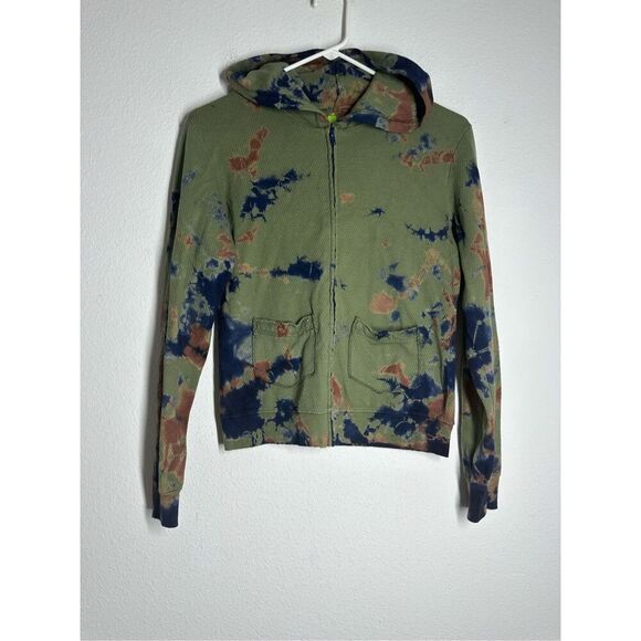 Apple Green Los Angeles Tie Dye Hooded Jacket Full Zip Cotton Size M See Notes - Picture 1 of 11